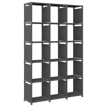 vidaXL 15-Cube Display Shelf Gray 40.6"x11.8"x69.1" Fabric