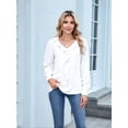 thumbnail image 6 of Womens Dressy Casual Blouse Business Long Sleeve Tops Ruffle V Neck Work Shirt 2025 White M, 6 of 8