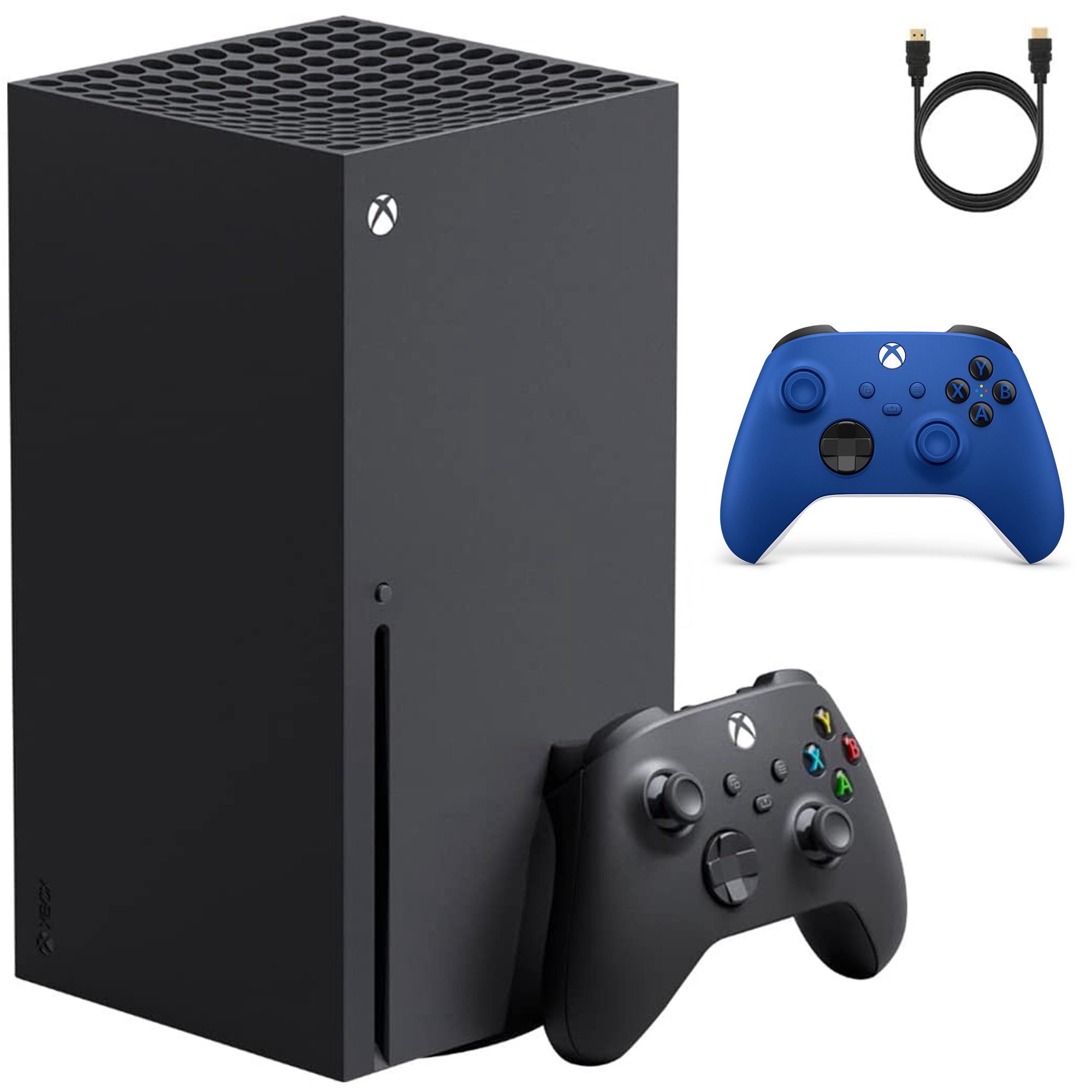 Microsoft Xbox Series X 2 Controllers Gaming Bundle, Xbox Series X 1TB Console, with Extra Blue Xbox Wireless Controller + Mazepoly Accessories
