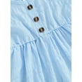 thumbnail image 5 of Child Girls Summer Sleeveless Dress, Solid Color Spaghetti Strap V-Neck Front Button A-Line Dress, 5 of 8