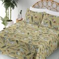 thumbnail image 3 of Ambesonne Floral Fitted & Flat Sheet with Shams 4 Pcs Set, Flower Sketches Leaves Retro, Full, Pale Khaki Multicolor, 3 of 5