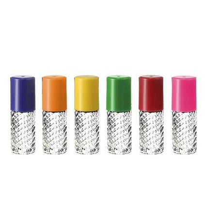 Roller Bottles For Essential Oils Rainbow Fancy Large 30ml Roll On Empty Glass Bottles for Essential Oils Refillable 1 Oz Glass Roller 6 Pack Clear Swirled Glass 30 ml ()