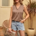 thumbnail image 4 of WTXUE Tank Tops Sleeveless, Scoop Neck Women's V Neck Casual Satin Vest Summer Loose Top Solid | Casual for Women Brown M, 4 of 6