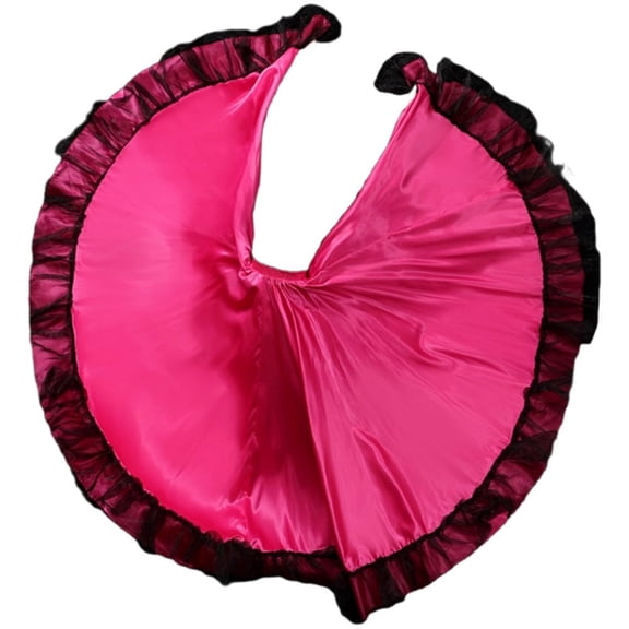 vlrwzc Spanish Flamenco Skirt With Lace Trim Dancing Skirt Belly Dancer for Mexican Folk Dance