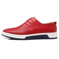 thumbnail image 2 of Santimon Breathable Leather Shoes Men Casual Shoes Non-Slip Sneakers Red 7 US, 2 of 8