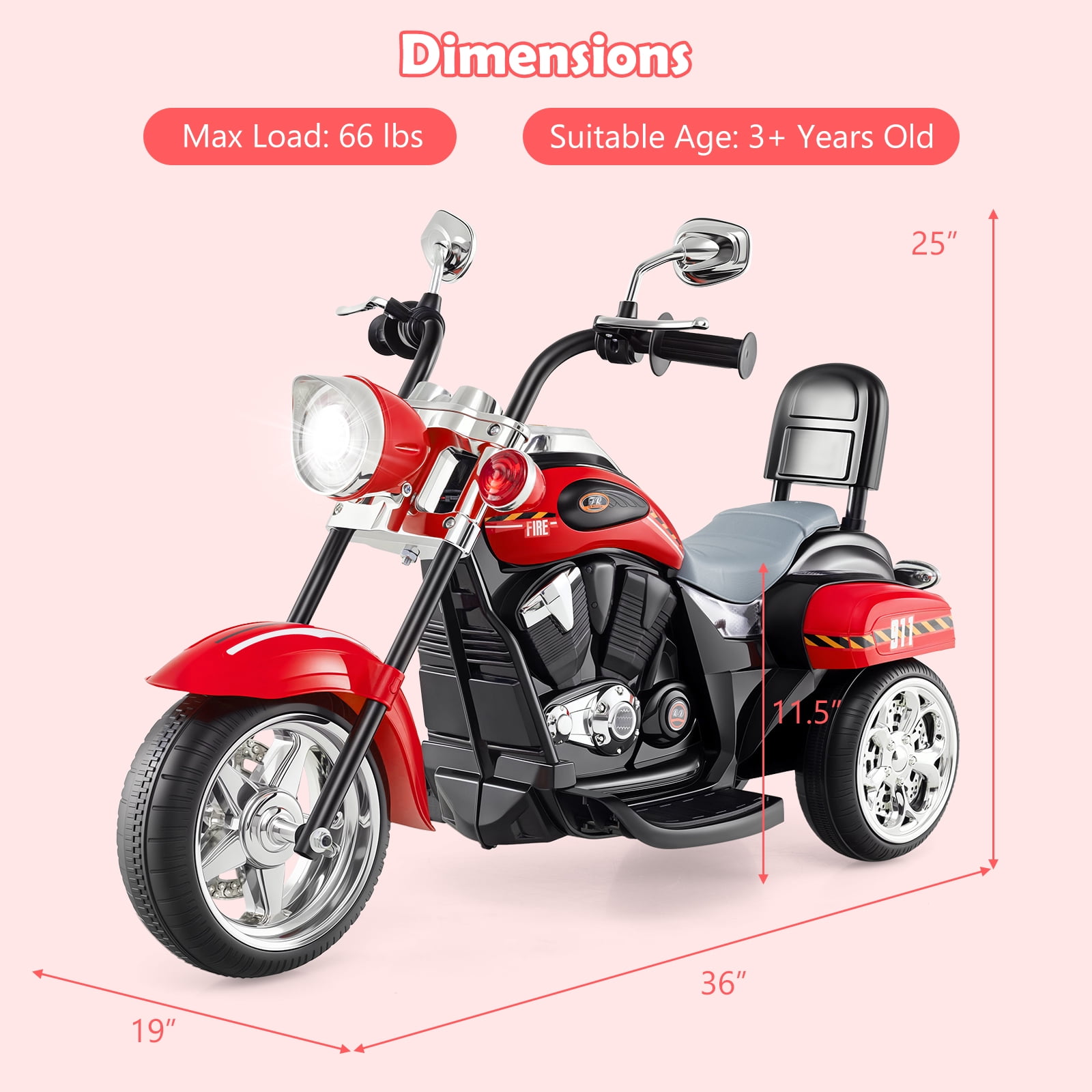 NH☆３kids Costway 6V Kids Ride on Chopper Motorcycle 3 Wheel Trike with