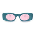 thumbnail image 3 of Womens Unique Concave Thick Mod Plastic Sunglasses Blue Pink, 3 of 4