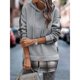 thumbnail image 3 of Sudaderas con capucha para mujer con cordón a cuadros y empalme con hombros caídos y manga informal para otoño invierno gris M, 3 of 6
