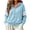 Light Blue, variant on Ghalytn Women's Full Zip Hoodie Jacket, Long Sleeve Striped Drawstring Hooded Sweatshirt with Kangaroo Pocket