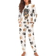 thumbnail image 4 of DISNIMO Women Pajamas Set Pig Dachshund Paw Print Long Sleeve Sleepwear Pajama Pants Casual Pajama Outfits with Pocket 2 Pcs Ladies Lounge Sets Soft Comfy Loungewear for Home, M, 4 of 7