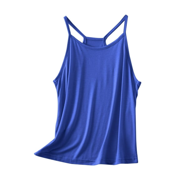 RQYYD Womens Tank Tops with Built in Bras Padded Basic Solid Summer Casual Tops Yoga Athletic Stretch Comfort Cami Shirts