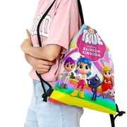 True and the Rainbow Kingdom-theme Drawstring Backpack Sports Gym Bag Water Resistant String Bag Cinch Bag,12X16(30X40cm)