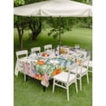thumbnail image 3 of Outdoor Tablecloth with Umbrella Hole and Zipper, Happy Easter Rectangle Table Cloth 52x70 Inch Waterproof Tablecloth, Spring Bunny Easter Eggs Floral Beige Burlap Picnic Table Cover for Patio, 3 of 7