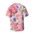 thumbnail image 6 of PAYOHTO Romantic Roses Butterfly Mens Hawaiian Casual Short-sleeved Shirt Tropical Summer Beach Button Down Shirts, 6 of 7