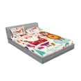 thumbnail image 2 of Ambesonne Christmas Fitted Sheet & Pillow Sham Set, Santa and Teddy Bear, Full, Multicolor, 2 of 2