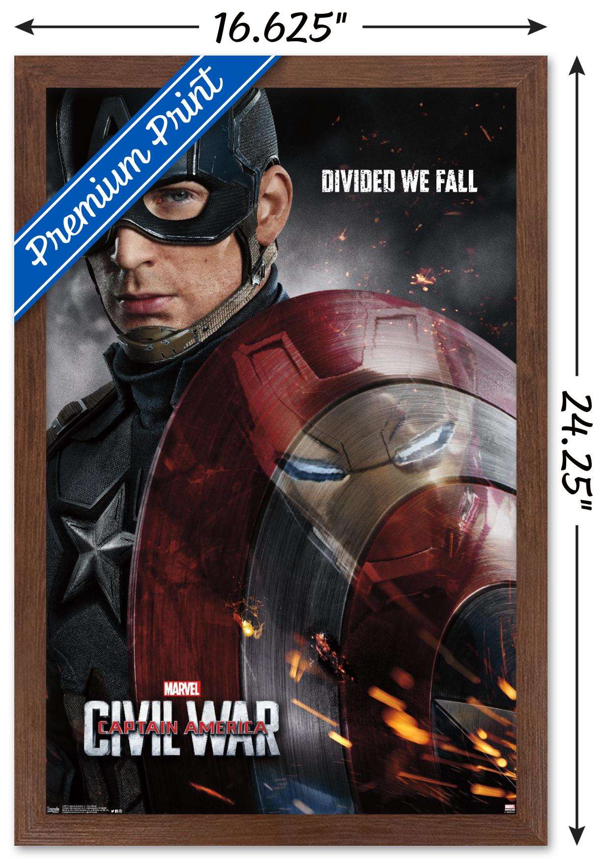 Marvel Cinematic Universe - Captain America - CiVil War - Shield Reflection One Sheet Wall Poster, 14.725" x 22.375", Framed