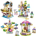 thumbnail image 2 of Amusement Park Pirate Ship Ferris Wheel Carousel Rotating Plane Building Block Toys 1717-1720 Gong Bohan unisex, 2 of 2