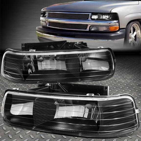 NUVISION for 99-06 Chevy Silverado Suburban 1500 2500 Black Housing Headlight Head Lamp