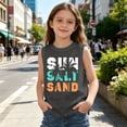 thumbnail image 5 of OSOLU Children Girls Tank Tops Crew Neck Coconut Tree Letter Gradient Print Outdoor Play Lightweight Sleeveless Vacation Travel Tops, 5 of 6