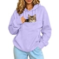 thumbnail image 2 of Stralyhd Cat Pouch Hoodie for Women Large Kangaroo Pocket Pet Carrier Sweatshirt Trendy Oversized Fall Daily Streetwear Pullover Top Light Purple S, 2 of 7