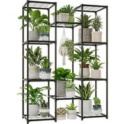 Bamworld Plant Stand Indoor Outdoor Tall Plant Shelf for Multiple Plants Pots Wood Flower Stand Large Flower Holder for Living Room, Patio, Balcony, Garden Decor, Brown