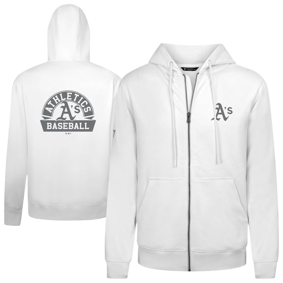 Men's Levelwear White Oakland Athletics Podium Chenille Logo Full-Zip Hoodie