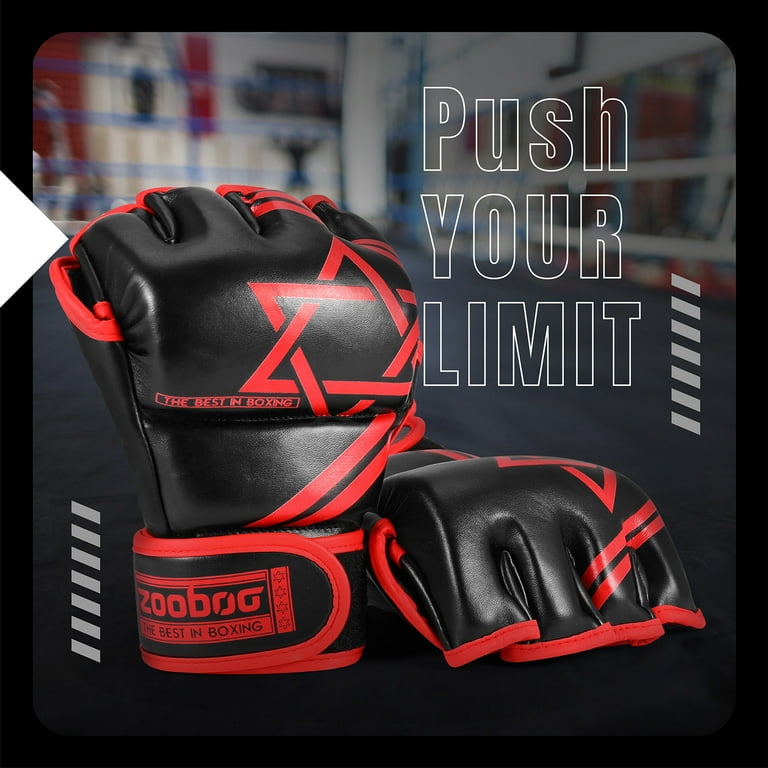 MMA Gloves Fingerless Boxing Gloves for MMA Kickboxing Karate Taekwondo Sparring Gloves Punching Gloves for Men and Women Adult MMA Gloves Red