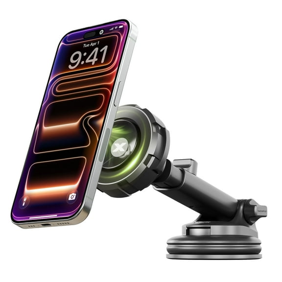 Bracketron MagAlign Max MagSafe Car Mount with Vacuum-Lock Suction, Magnetic Phone Holder for Dashboard & Windshield, 360° Adjustable, One-Hand Use for iPhone 12 and Newer