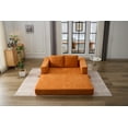 thumbnail image 5 of 2 Seater Modern Minimalist Sofa with Wide Armrest, Fold-Out Sofa Bed, Convertible Chair Floor Couch & Sleeping Mattress for Living Room, Bedroom and Apartment, Removable Backrest, Orange, 5 of 9