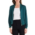 thumbnail image 1 of CHAQUETA CASUAL REFINADA para Mujeres, Abrigo con Cierre, Manga Larga, Prenda Exterior Ligera, Talla M, Color Verde Azulado, 1 of 6