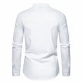 thumbnail image 6 of safuny Men's Long Sleeve Shirts Slim Suit Tops Big&Tall Fashion Turn Down Collar Sweatshirts Button Casual Cotton Outwear Color Block Pullover White S, 6 of 9