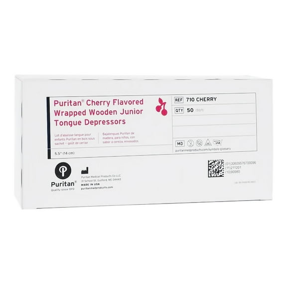 Puritan 5-1/2 Inch Length Wood Tongue Depressor Cherry Flavor NonSterile 710 CHERRY 1 Box 50/Box