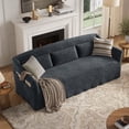 thumbnail image 6 of BLAZANT 82" Slipcovered Sofa Couch, Modern 3 Seater Sofa with Suppleness Armrests, Teddy Fleece Deep Seat Sofa with 3 Pillows& Side Pockets, Comfy Couch for Living Room, Apartment, 6 of 7
