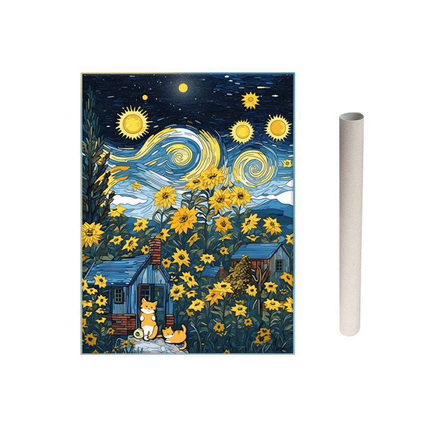 1 PC Sunflower Van Gogh Ready To Hang In Kitchen Hallway Office Bar Lounge Living Room Bedroom Free Combination Home Wall Decoration Frameless