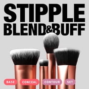 Real Techniques Face Base Makeup Brush Kit for Foundation & Contour, Pink, 4 Piece Set