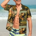 thumbnail image 5 of KLL Men's Hawaiian Shirt Short Sleeve Button Down Beach Shirts-Realistic Style Forest Dinosaur, 5 of 5