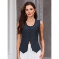 thumbnail image 2 of DARING DIVA Women's U Neck Sleeveless Button Down Waistcoat Suit Top S Dark Blue, 2 of 7