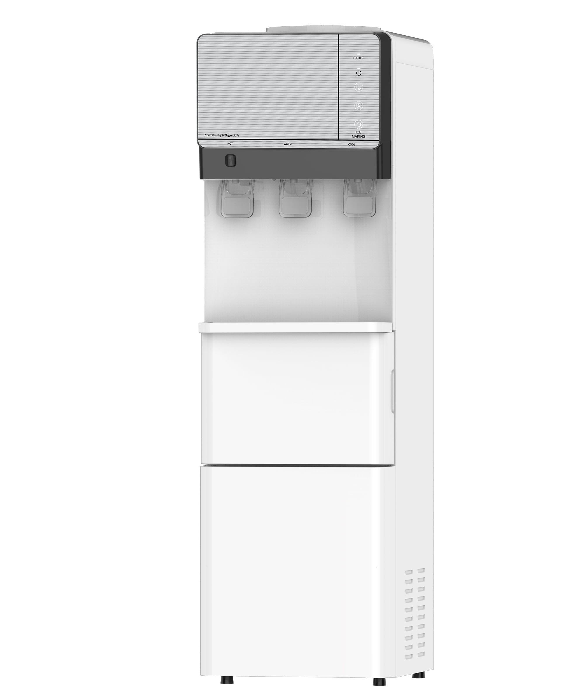 IKT 3 in 1 Water Cooler Dispenser with Ice Maker for 5 Gallon Bottle 27 lbs in 24 hrs 3 Temperature Night Light Perfect for Home Office White