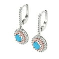 thumbnail image 2 of 14K Solid Gold Lever Back Stud Earrings for Women | 1.63 cttw Round Cut Simulated Turquoise | White/Rose Gold, 2 of 5