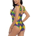 thumbnail image 5 of Yiaed Mardi Gras Print Women's Ruffled One Piece Swimsuit V Neck Swimwear Slimming Monokini for Woman-XX-Large, 5 of 8