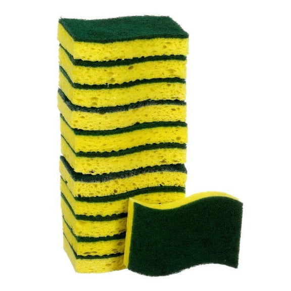 Scotch-Brite™ Heavy-Duty Cellulose Scrub Sponges, 2 3/4" x 4 1/2", Yellow/Green, Pack of 12 Sponges