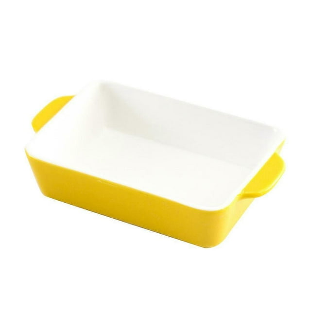 Yellow Ceramic Baking Tray for Oven Microwave Healthy Cooking Elegant Pottery Kitchen Utensil Serving Meals