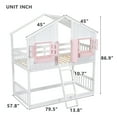 thumbnail image 2 of Llinc Store Twin Over Twin House-Shaped Bunk Bed with Roof And Windows, Wooden Playhouse with Safety Guardrails And Ladder (Pink+White), 2 of 6