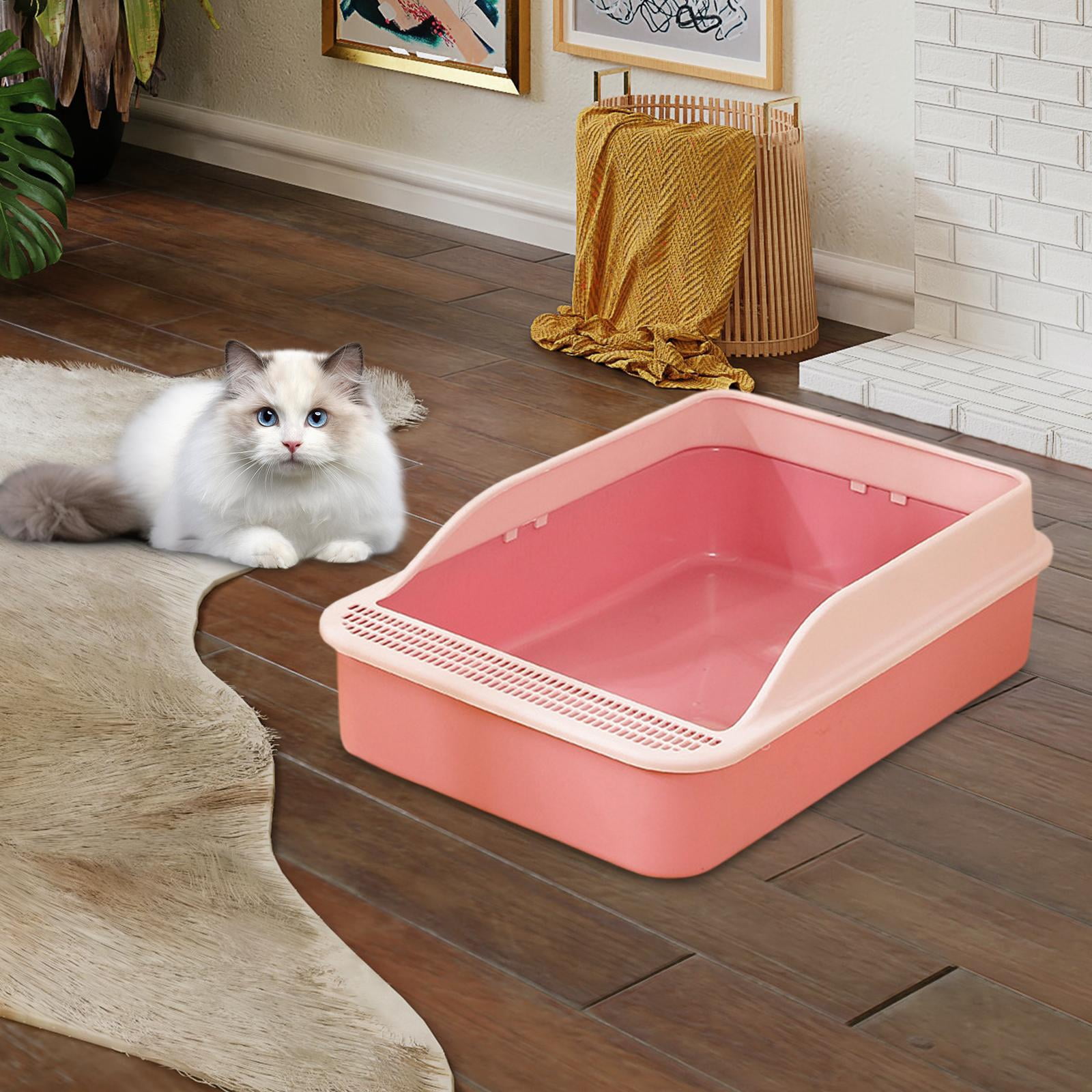 Tooyful Cat Potty Toilet High Sided Anti Splashing Prevent Sand Leakage Cat Toilet Pet Litter Tray for Small Animals Travel Indoor Cats pink M