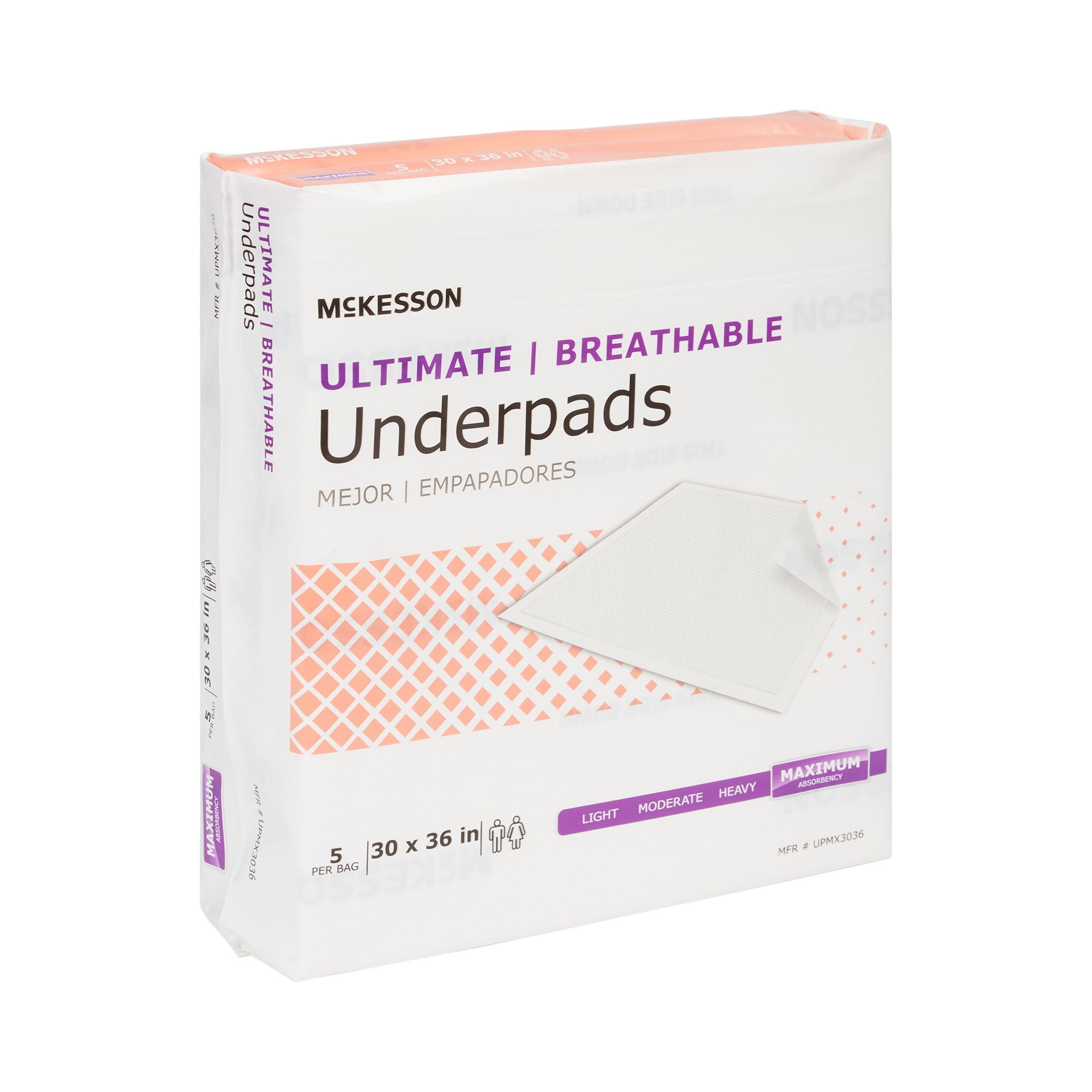 McKesson Breathable Underpads 30 in x 36 in, Incontinence Disposable Bed Pads, Maximum Absorbency Underpad, 70 Ct