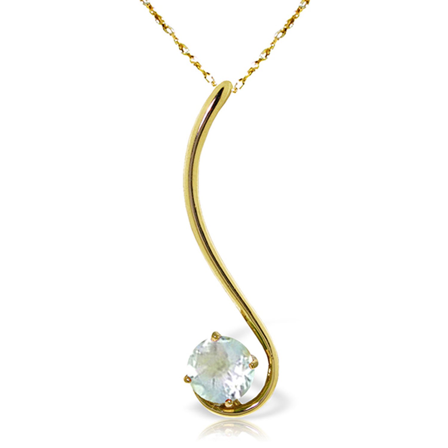 Galaxy Gold 14K Solid Gold Natural Aquamarine Necklace for Women - Yellow Gold Fine Jewelry