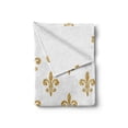 thumbnail image 2 of Fleur De Lis Soft Flannel Fleece Throw Blanket, Vintage European Lily Aristocratic Dignified Majesty Print, Cozy Plush for Indoor and Outdoor Use, 50" x 60", Yellow White, by Ambesonne, 2 of 6