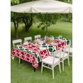 thumbnail image 3 of Outdoor Tablecloth with Umbrella Hole and Zipper, Christmas Red Rectangle Table Cloth 52x70 Inch Waterproof Tablecloth, Winter Snowflake Xmas Green Leaves Berries Picnic Table Cover for Patio Camping, 3 of 7