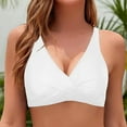 thumbnail image 2 of lcziwo Women's Bikini Tops Full Coverage Wireless Padded Bra Seamless Push Up Criss Cross Swimsuit Back Tie Bathing Suit Beach Outfits White S, 2 of 6