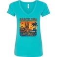 thumbnail image 3 of Inktastic Barcelona Cityscape Artwork Women's V-Neck T-Shirt, 3 of 5